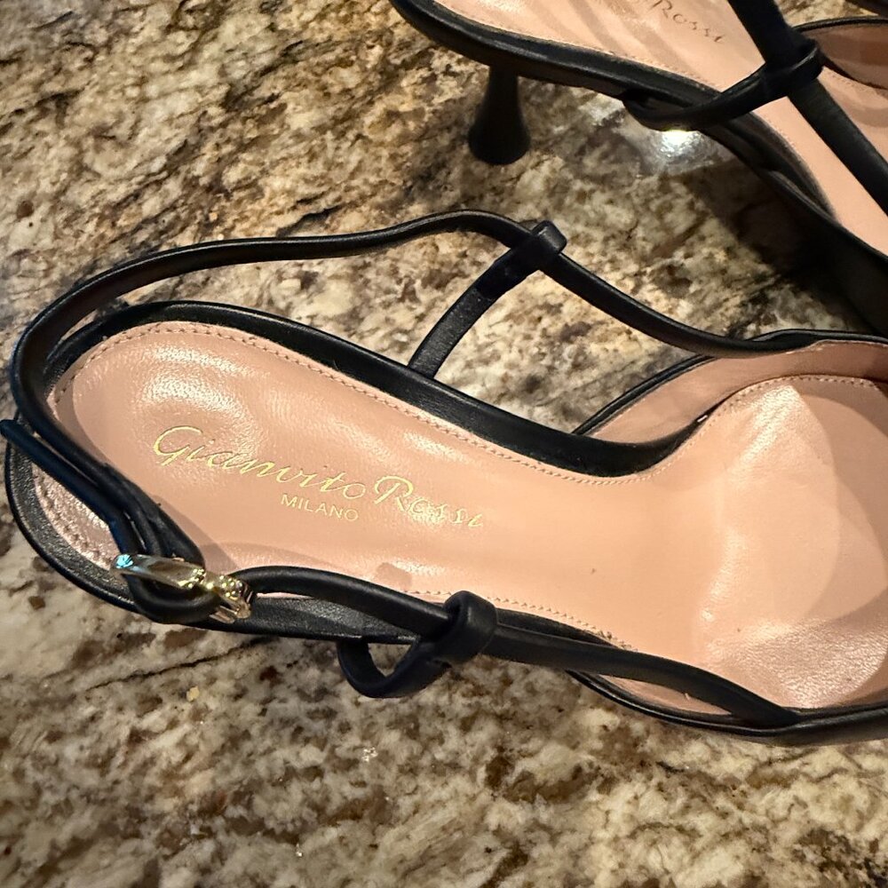 Gianvito Rossi Ascent 55 Black Leather Slingbacks, size 38 - Picture 6 of 9